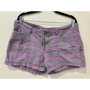 Unionbay Womens Purple Grey Plaid Cargo Shorts Cotton Size 13 Drawstring Y2K